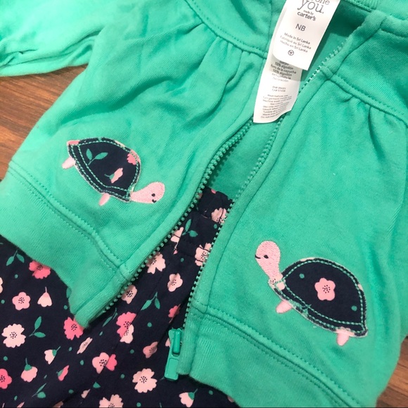 Newborn 2pc - Turtle jacket with floral leggings - Picture 2 of 2